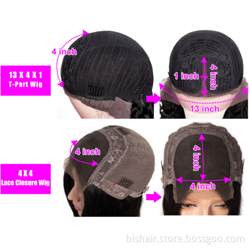 BIS Hair Free Shipping Human Hair Wigs 100% remy Indian Human Hair Closure Wig Loose wave 4X4 Lace Front Wig